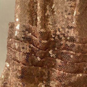V-neck Sequins Lace Long Dresses Rose Gold